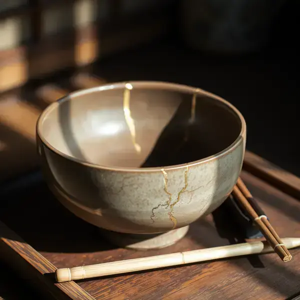 金継ぎ修復された茶碗